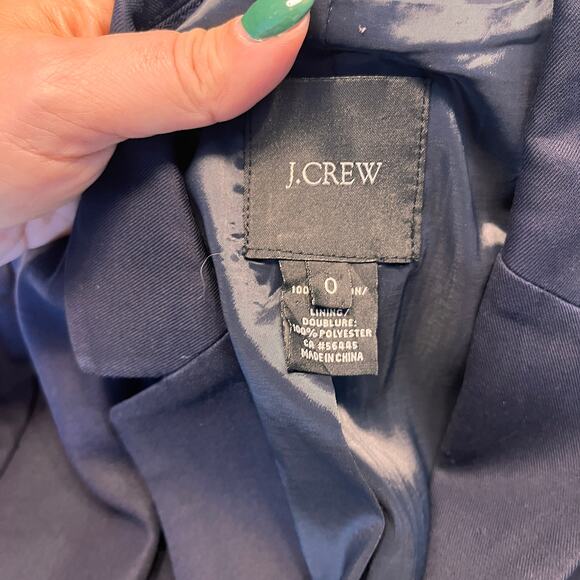 J.Crew Superfine Cotton Two Button Navy Blazer Size 0 - Picture 3 of 6